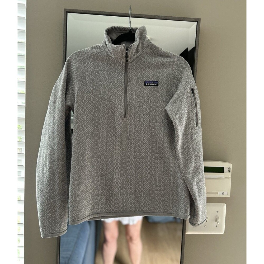 Patagonia Better Sweater 1/4 Zip Fleece Gray Jacquard Print Women’s Size S